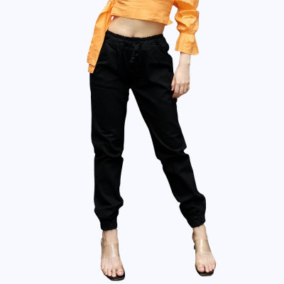 Golden Zebra Jeans กางเกงยีนส์หญิงสีดำขาจั๊มเอวยางยืดไซส์เล็กไซส์ใหญ่(เอว28-36)