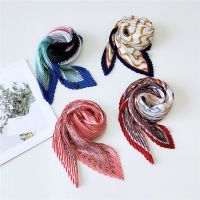 70x70cm Cute Fold Silk Small Scarf New Square Scarf Chiffon Rainbow Floral Printed Women 39;s Scarves Bohemian Neck Scarf foulard