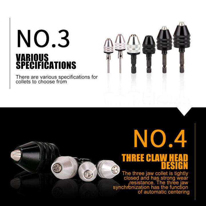  Drill Chuck Keyless Mini Adapter Hex and Round Shanks Small Drill