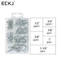 ECKJ 75pcsSet 6 Size Cup Screw Hooks Kit Ceiling Wood Self-tapping C Shape Hanger for Plant String Light Kitchen DIY Keychain