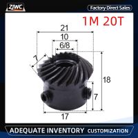 2ชิ้นเหล็ก45เมตร20ตันโมดูลัสเกียร์หมุนเกลียว M1เฟืองดิฟเฟอเรนเชียล1:1 90องศาอัตราส่วนเดียวกันเส้นผ่านศูนย์กลาง6มม. 8มม. เส้นผ่าศูนย์กลางรู