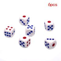 Qearl 6Pcs 10mm Acrylic White Round Corner Dice Clear Dice Portable Table Playing Game