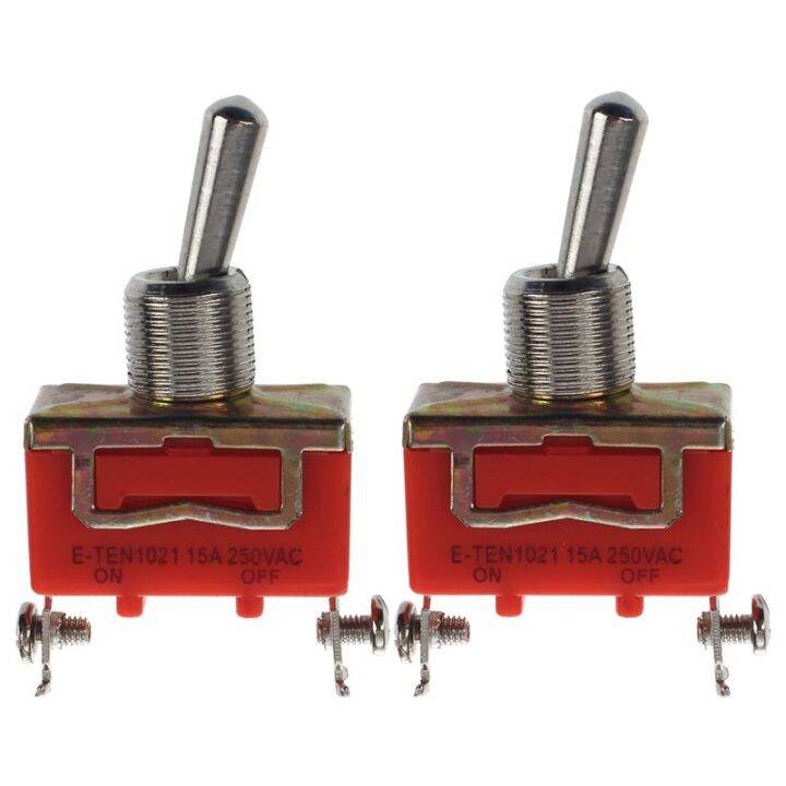 AC 250V 15A SPST ON-OFF 2 Pin Latching Miniature Toggle Switch 2Pcs ...