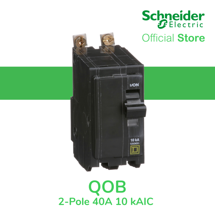 Schneider QOB UL 2-Pole 40A Bolt-On Miniature Circuit Breaker 120/240V ...