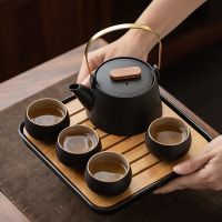 Exquisite Shape Tea Set One-Pot Four-Cups with Bag Kungfu Home Tea Set Chinese Tea Ceremony Gift GungFu Tea Cup