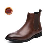 2023 Leather Men Chelsea Boots Brand Designer Italy Dress Boots Men Fashion Casual Warm Plush Business Ankle Boots Big Size 48