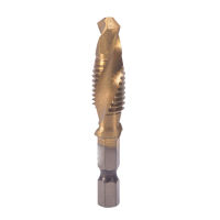 shiguo M3-M10 HEX Shank TITANIUM Plated hss สกรูมือเกลียว METRIC TAP Drill bits