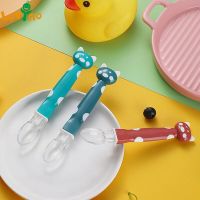 Baby Feeding Soft Silicone Spoon with Cartoon Handle Candy Color Anti-scald Training Utensils Child Food Feeder Kitchen Gadgets Bowl Fork Spoon Sets