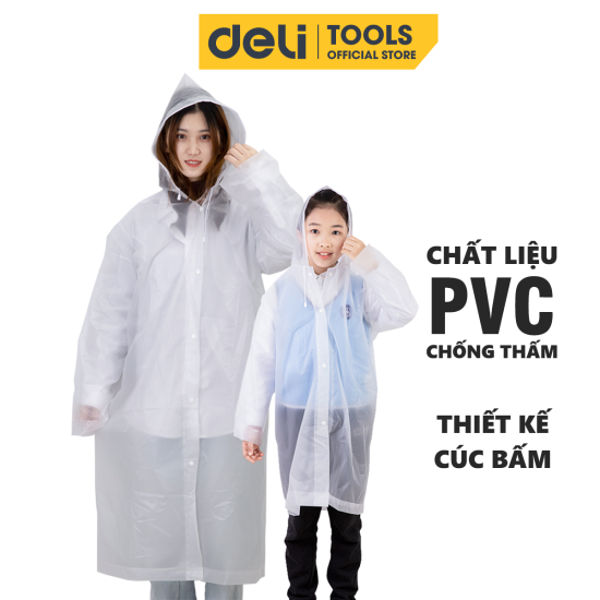 Áo mưa trong suốt deli cho người lớn và trẻ em - vải chống thấm cao cấp - ảnh sản phẩm 1