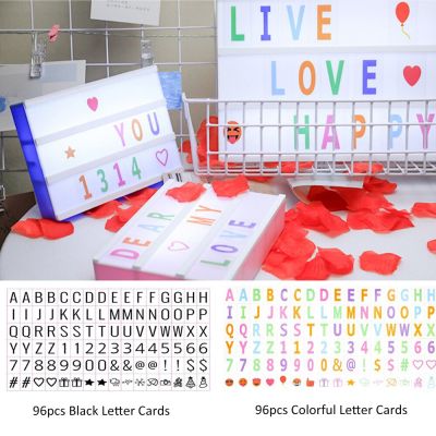 96 PCS Colorful/ Black Letter Number Symbol DIY Cards for A4 A5 A6 LED Night Lamp Box for Party Decoration Card Not Include Lamp Night Lights