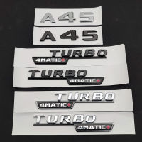 3D ABS รถ Fender Badge Turbo 4MATIC ด้านหลังตัวอักษรสติกเกอร์สัญลักษณ์ A45โลโก้สำหรับ A 45 AMG W176 W177อุปกรณ์เสริม