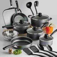 Tramontina Primaware 18ชิ้น Set Alat Masak ไม่ติด,ชุดกระถางและกระทะเหล็กสีเทา