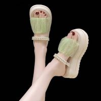 Large base sponge slippers female summer fashionable 2023 the new fairy cross web celebrity hot style sandals shoes