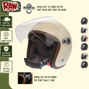 Mũ bảo hiểm 3 4 Raw Coco arrow shop màu trơn có kính chắn bụi chất lượng