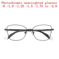 Fashion Photochromic Myopia Prescription Glasses Transparent Metal Cat Eye Computer Optical Computer Eyewear With Diopter NX