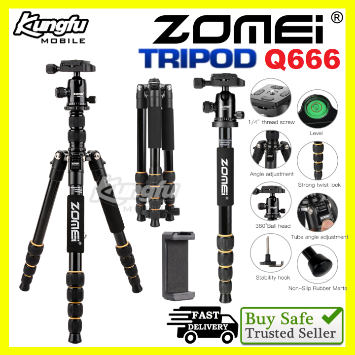 ZOMEI Q666 ALUMINIUM TRIPOD MONOPOD FOR CAMERA DSLR Mirrorless Camera ...