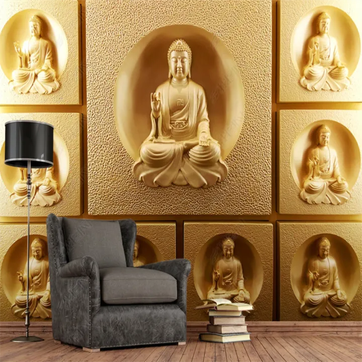 Custom Gold Buddha Wallpaper Home Decor Living Room Porch Sofa TV Bedroom  Background Wall Self-adhesive Wallpapers | Lazada PH