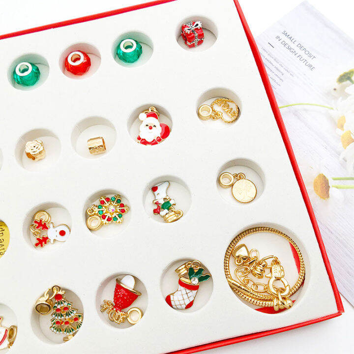 abl-christmas-สร้อยข้อมือลูกปัด-diy-ตกแต่งมือชุดกล่องระฆังซานต้าของขวัญกำไลคริสต์มาส