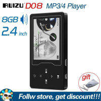 RUIZU D08 MP3 MP4 Player ในตัวลำโพงขนาดเล็กแบบพกพา HiFi เพลงไม่สูญเสียข้อมูลผู้เล่น2.4in HD หน้าจอสีขนาดใหญ่เครื่องเล่นเสียง Walkman FM วิทยุ E-Book เครื่องบันทึกเสียง A-B ซ้ำเครื่องเล่นวิดีโอสนับสนุนบัตร TF ได้ถึง64GB