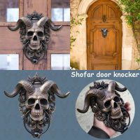 Skull Door Ring Modern Art Hell Demon Horned Skull Hanging Door Knocker Gothic Resin Craft Door Handle Ring Home Decoration