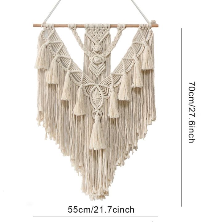 patimate-macrame-แขวนผ้าม่านติดผนังผ้าฝ้ายโบฮีเมียนตกแต่งผนังตกแต่งบ้านสวยงามทอด้วยมือ55x70cm-ของขวัญ