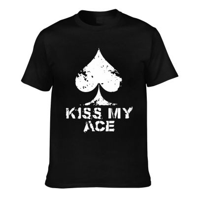 Funny Poker Kiss My Ace Card Game Spades Mens Short Sleeve T-Shirt