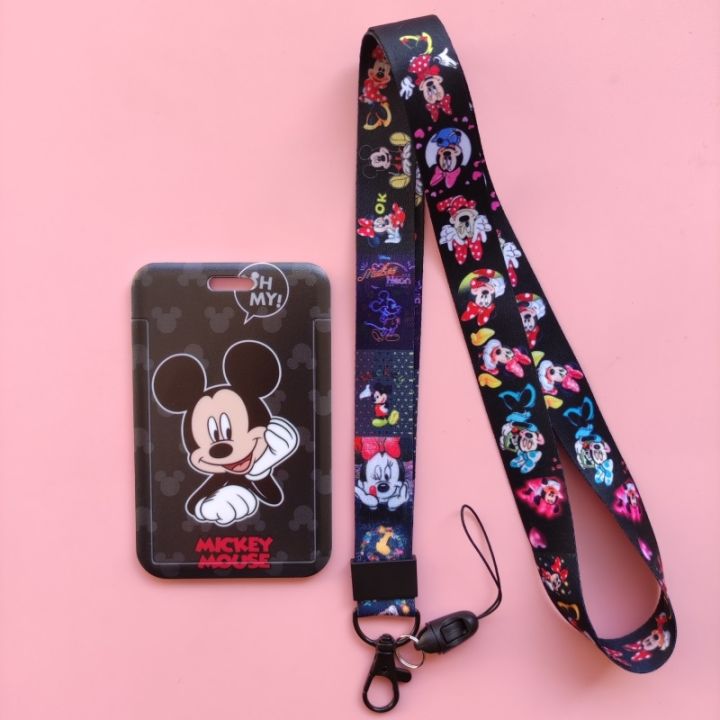 hot-dt-minnie-id-card-holder-lanyard-business-badge-holders-neck-student-cartoon-kids-cards-cover