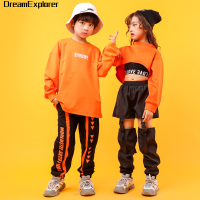 Street Dance Boys Sweatshirts Girls Crop Top Hip Hop Clothes Sets Kids Joggers Cargo Sport Pants Outfit Child Dancewear Costume