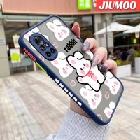 เคส JIUMOO สำหรับ Huawei Nova 8 Pro Nova 8 Se ลายการ์ตูนกระต่ายสีขาวบางขอบสี่เหลี่ยมด้านข้างดีไซน์ใหม่กันกระแทกมีน้ำค้างแข็งโปร่งใสแข็งเคสมือถือปลอกซิลิโคนคลุมทั้งหมดเคสป้องกันกล้องแบบนิ่ม