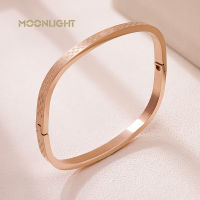 MOONLIGHT Classic Rose Gold celets for Women Jewelry Gifts Stainless Steel Simple Letter celet Square Bangle Fashion 2022