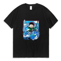 Funny Anime Demon Slayer Kimetsu No Yaiba Print T Men Kawaii Tanjirou Kamado Graphic Street Hiphop Cotton