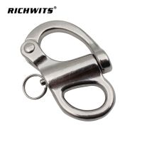 [COD] 316 stainless steel fixed spring shackle snap hand pull quick hanging self-locking rigging