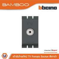 BTicino เต้ารับทีวี (แบบขนาน) 1ช่อง แบมบู สีเทาดำ TV Female Socket 1 Module GRAY รุ่น Bamboo | AE2152DGR | Ucanbuys