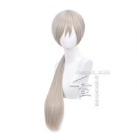 Anime Chainsaw Man Quanxi Cosplay Silver Long Wig Eyes Patch Heat-resistant Fiber Hair + Free Wig Cap Halloween Party Role Play