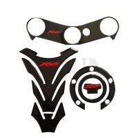 3D Carbon Fiber Sticker Decal Badge Protection Fuel Tank Cushion Air Cap Triple Clip for YAMAHA YZFR6 R6 2006-2016