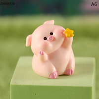 ZHIWEN โมเดลสัตว์ตุ๊กตาหมูน่ารักขนาดเล็กมอสอุปกรณ์ประดับตกแต่งภูตประจำสวนขนาดเล็กตกแต่งบ้านภูมิทัศน์ขนาดเล็ก