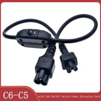 C6-C5สายไฟต่อขยาย IEC 320 C5ตัวเมียถึงตัวผู้ C6พร้อมสายเปิด/ปิดตัวแปลงสวิตช์ไฟ10A 60ซม.