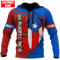 New 2023 New Custom Name Puerto Rico 3d Full Print Mens Hoodie Unisex Casual Jacket Zipper Hoodie Mt-56 popular