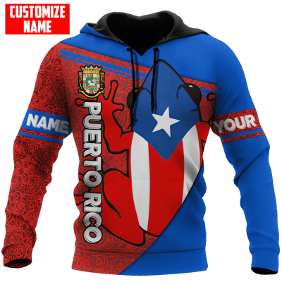 New 2023 New Custom Name Puerto Rico 3d Full Print Mens Hoodie Unisex Casual Jacket Zipper Hoodie Mt-56 popular