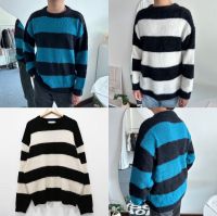 UMORE.FOR.MEN ✨พร้อมส่ง Stripe wool sweater เสื้อสเวตเตอร์ลายทาง ผ้าหนาอุ่นนุ่ม ไม่คัน ?