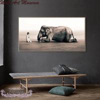 Groste Maat Vrome Boeddhissche Monnik En Olifant Foto โปสเตอร์ผ้าใบพิมพ์ลาย Schilderij Religieuze ศิลปะบนผนัง Foto Voonkamer 1ชิ้นกรอบหรือไร้กรอบภายใน (การปรับแต่งรวมถึงผ้าใบวาดภาพและกรอบ)