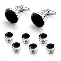 《Miki Xinyuan》 Mens Classical Shirt Tuxedo TipCufflinks BlackWedding Party Buttons Cuff Links Studs SetShirt Accessories