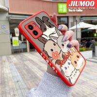 JIUMOO เคสสำหรับ VIVO Y15s Y15a เคส Y01ลายการ์ตูนกระต่ายบางดีไซน์ใหม่ขอบสี่เหลี่ยมด้านข้างกันกระแทกมีน้ำค้างแข็งโปร่งใสแข็งเคสมือถือคลุมทั้งหมดปลอกซิลิโคนเคสอ่อนป้องกันกล้อง