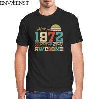 Cotton Vintage 1972 Tee Tops 50 Years Of Being Awesome 50Th Birthday Gifts T-Shirt Men Kawaii Clothes T-Shirt Tops 【Size S-4XL-5XL-6XL】