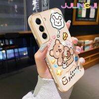 Jlingji เคสโทรศัพท์ปลอกสำหรับ Samsung Galaxy S21 S21บวกขอบด้านข้างพิเศษเคสลายการ์ตูนโดนัทรูปหมีกันกระแทกทรงสี่เหลี่ยมดั้งเดิมเคสป้องกันกล้องแบบนิ่ม