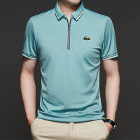 【6สี】New Fashion Polo Shirt Men S Cotton T-Shirt Casual Business Short Sleeve T-Shirt