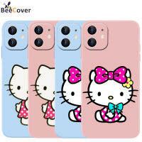 การ์ตูนน่ารัก Kitty Case สำหรับ Vivo Y11S Y12S Y12S Y20 Y11 Y17 Y3 Y15 Y15S Y12 Y21 Y21S Y30 Y33 Y50 Y51 Y31 Y53 Y81 V7 V9 V11pro V15pro V17 V17pro V19 V20 V21e X5pro เต็มรูปแบบ Matte เคสป้องกันแบบนิ่ม