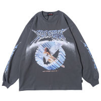 Women Long Sleeve Retro Graphic Tees Top Angel Shirt Clothes Oversized T Shirt Drop Shipping Women Clothing Fashion Streetwear