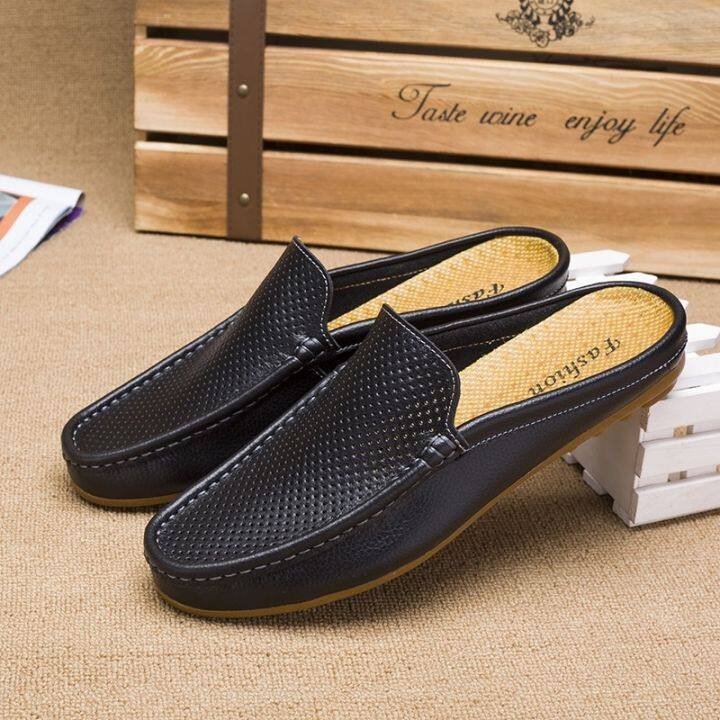 mens-loafers-รองเท้าหนังผู้ชายเปิดส้น-รองเท้าเปิดส้น-สลิปออน