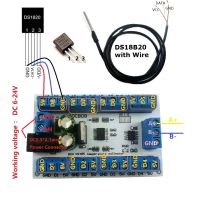 บอร์ดเซ็นเซอร์อุณหภูมิ DS18B20 RS485 DC12V 8CH ตัวสะสมอุณหภูมิโมดูล MODBUS RTU สำหรับเครื่องบันทึกแบบไร้กระดาษ PLC